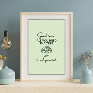 Tree Quote Wall Art Printable | Nature Inspired Minimalist Decor | Botanical Green Digital Download | Grounding Affirmation Print Mint Green
