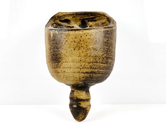 planteur suspendu en céramique brun vintage, Mid Century Modern, Space Age Flower Pot, Boho, Retro Ceramics