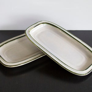 2x Meat Dish Mid Century Stoneware, Dishes, Rectangular plates, Ceramic Scandinavian Design, Vintage Serving