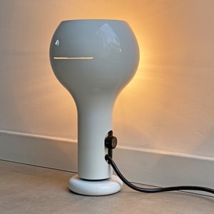 SOLD - Vintage white metal O'luce table lamp Flash by Joe Colombo - Italian Design
