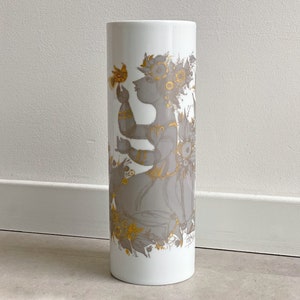 XL Scandinavian vintage Björn Wiinblad vase Sammuramat, Rosenthal, gold decor