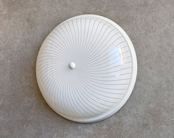 Vintage space age ceiling lamp, plastic striped shade