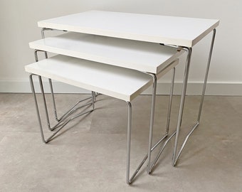 Set of 3 vintage Brabantia side tables, Dutch Design mimiset