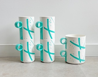 Set of 6 vintage camp mugs from the 80s by Coppia Holland