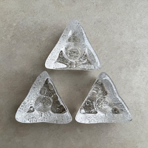 Set of 3 vintage glass triangular candle holders