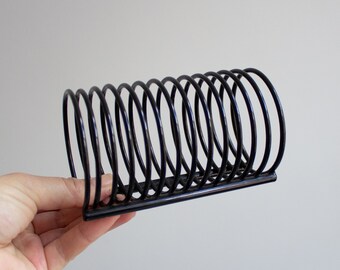 Vintage black wire metal letter holder / desk organizer / post organizer