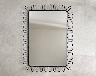 Duże, zabytkowe, druciane, metalowe lustro ścienne z Ikei - Mandal - lata 90.