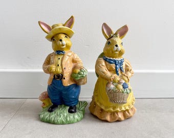 Set mit 2 Vintage Osterhasen aus Keramik