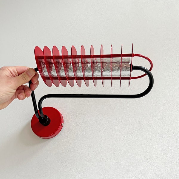 Post modern red uplighter wall lamp from the 80s