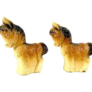 Set of 2 Mid Century Plastic coin banks, Horse / Donkey