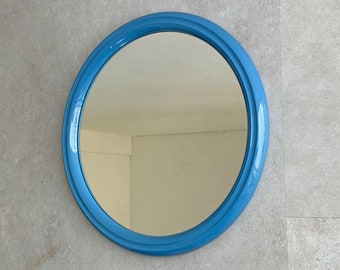 70s Round blue wall mirror by Tiger, Holland - Vintage