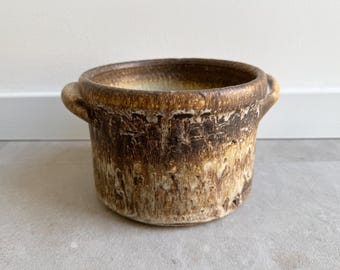 Mid Century brown ceramic planter / flower pot