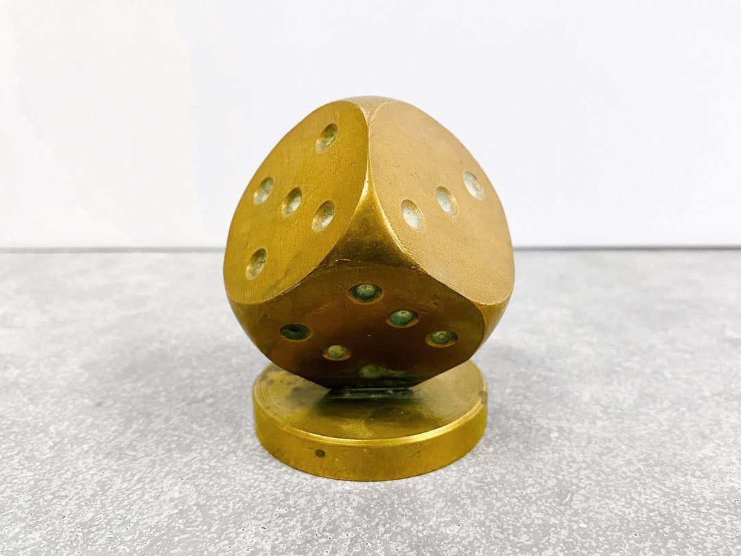 Mid Century Brass Dice Paper Weight Vintage Sculpture Etsy