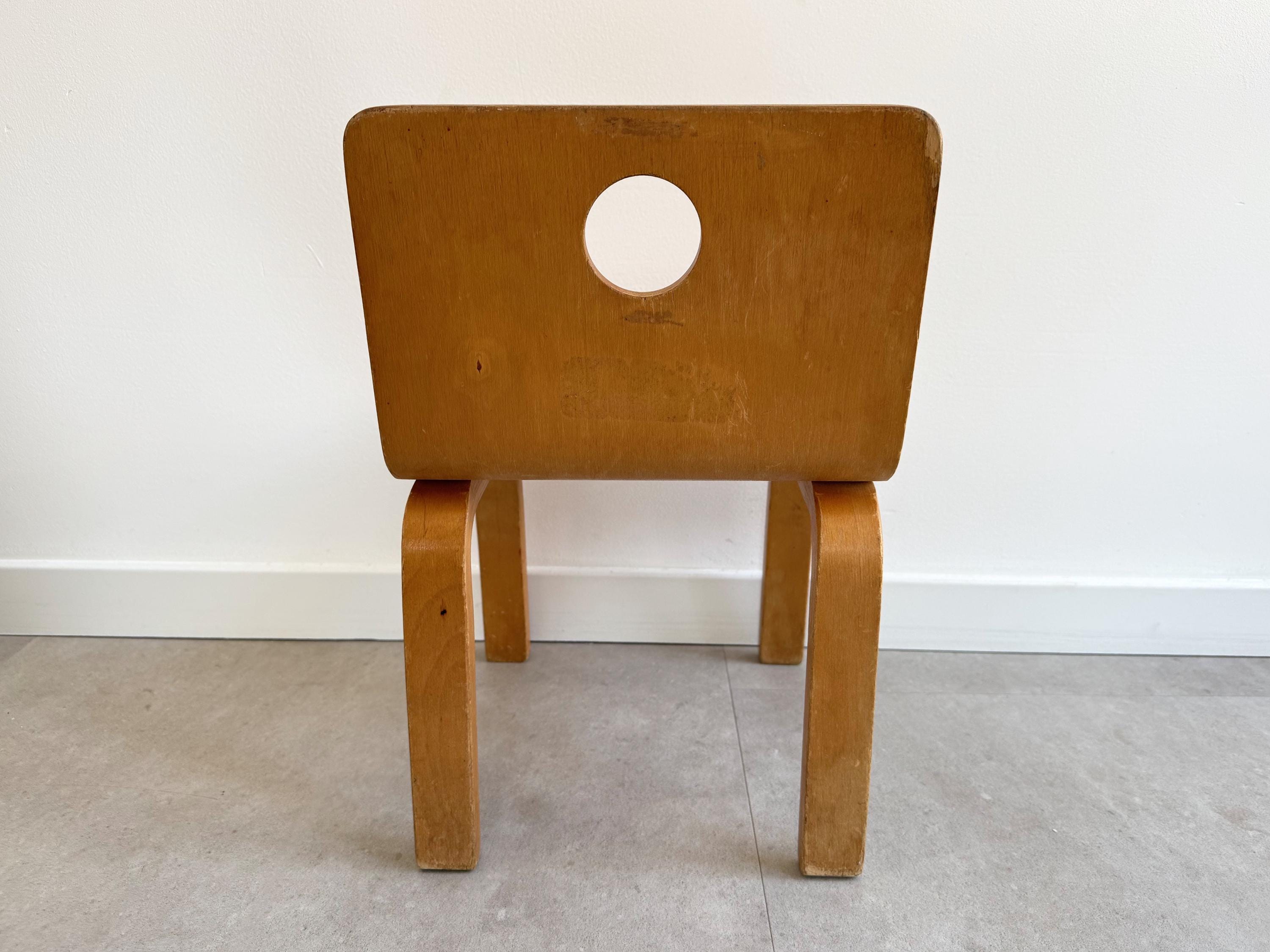 Vintage Dutch Plywood Kids Chair by Cor Alons for Gouda Den Boer