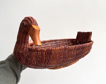 Vintage dunklen Weide Ente Blumenkorb