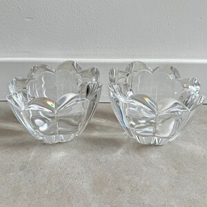 Set of 2 vintage floral crystal tealight holders / candle holders