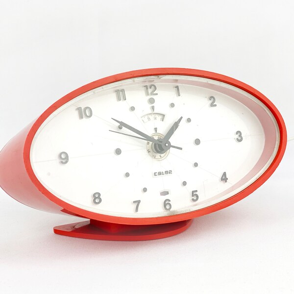 vintage funky Calor horloge électrique, Mid Century Tabletop Clock, Réveil, Space Age