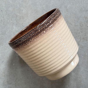 Vintage brown and beige ceramic planter / flower pot