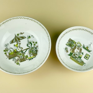 Set 2 Vintage Figgjo Flint MARKET Bowls, Turi Gramstad Oliver, Green, Retro, Made in Norway, Scandinavian design