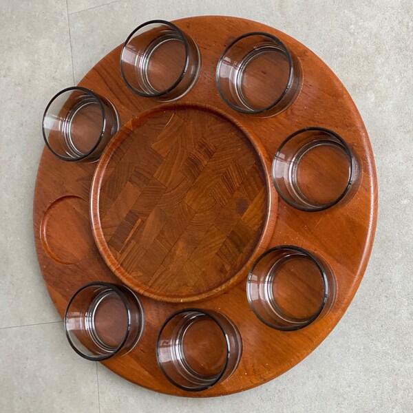 Grand plateau tournant vintage par Digsmed, Danemark, Lazy Susan, design scandinave