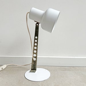 Mid Century white metal desk lamp / table lamp