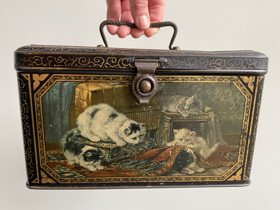 Antique Large Size Antique Cat Biscuit Tin Henriette Ronner Etsy