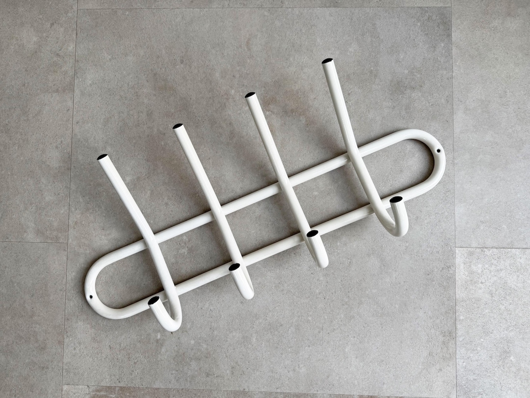 Vintage 80s White Metal Wall Coat Rack - Etsy