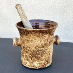 Mid Century ceramic mortar, vintage kitchen and cooking utensil