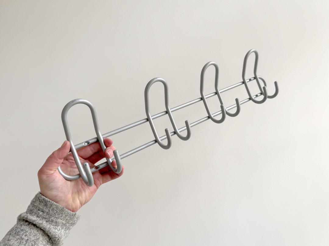 Vintage 80s Gray Metal Wall Coat Rack - Etsy