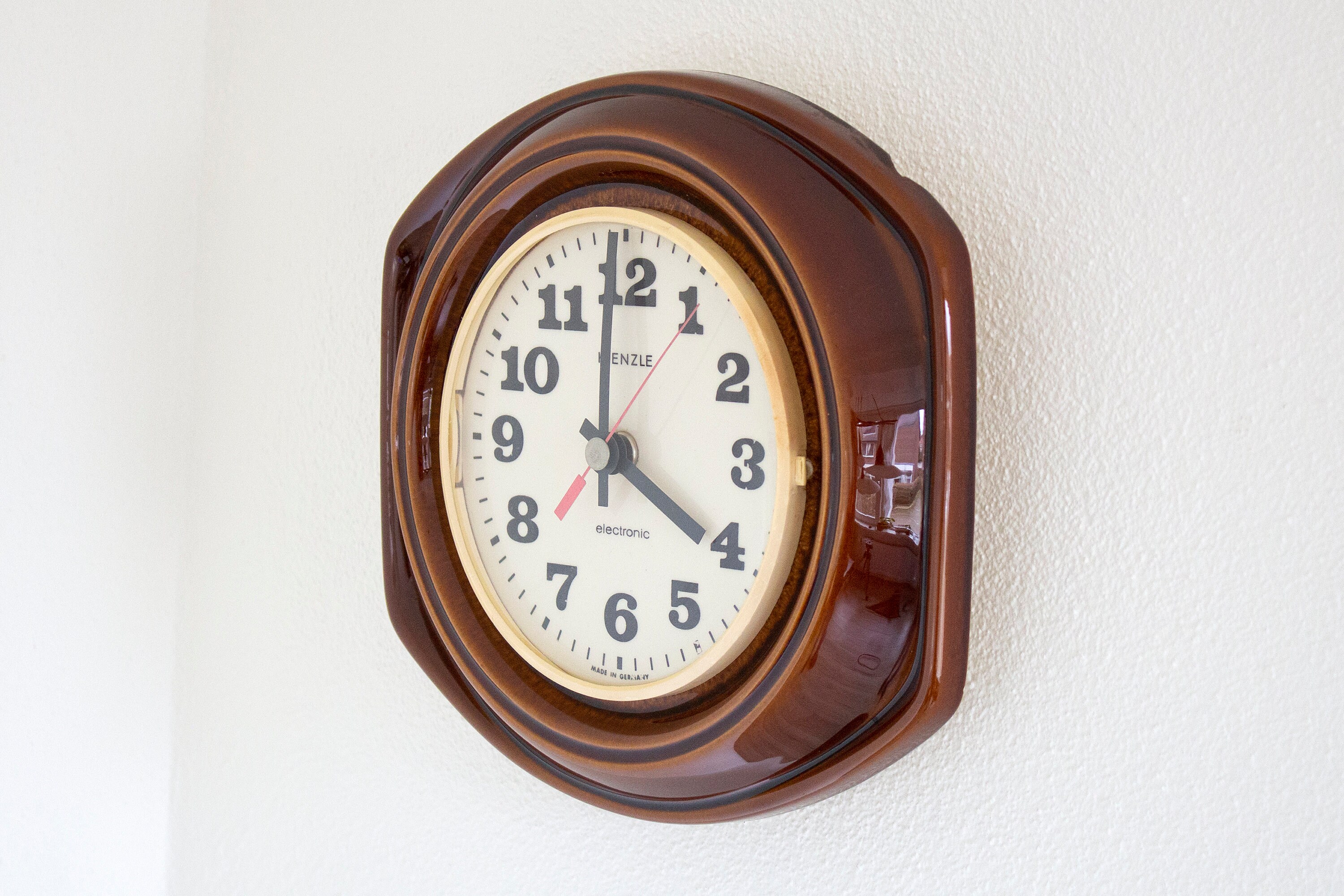 Vintage Brown Ceramic Kienzle Wall Clock Mid Century Kitchen Etsy