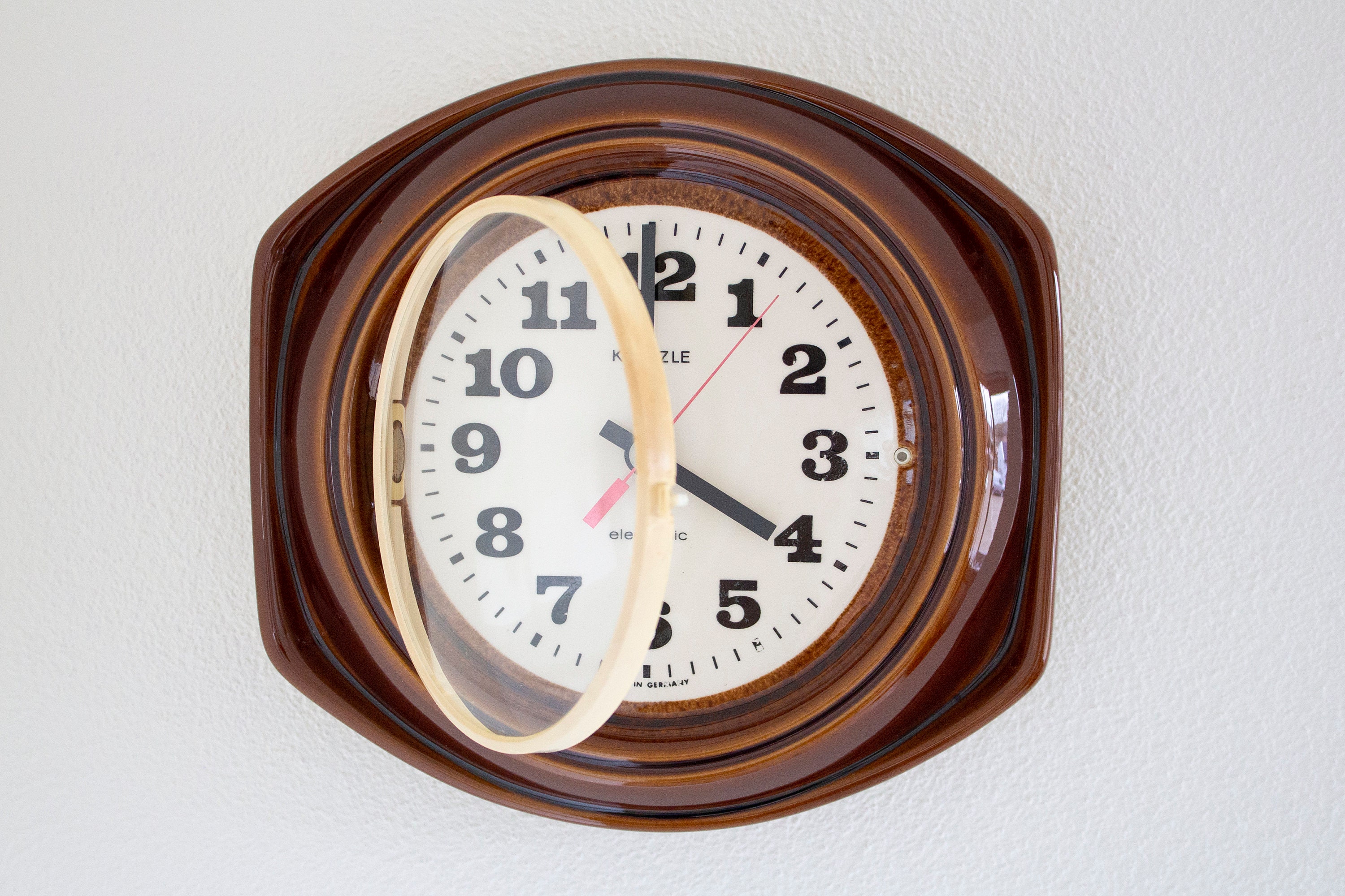 Vintage Brown Ceramic Kienzle Wall Clock Mid Century Kitchen Etsy