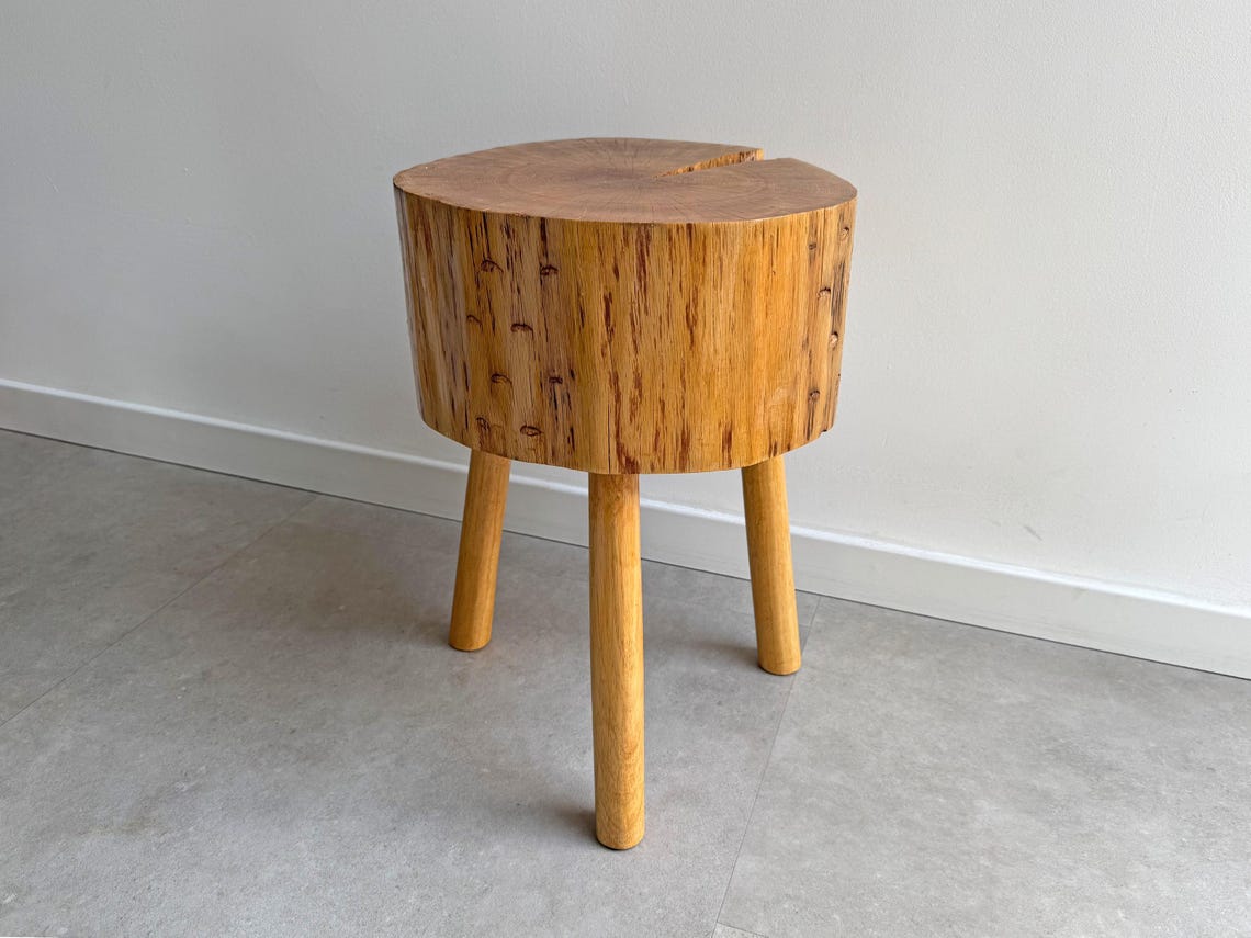 Unique Mid Century tree trunk side table, photo 3 of 5