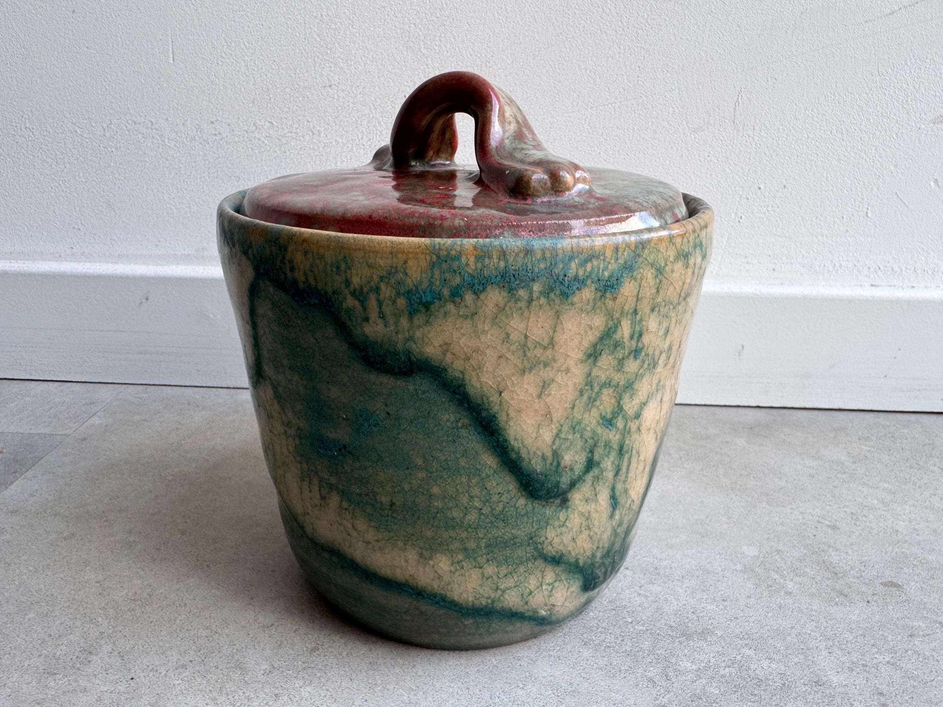 素晴らしい釉薬をかけた蓋付きの陶器の鍋 - Etsy 日本