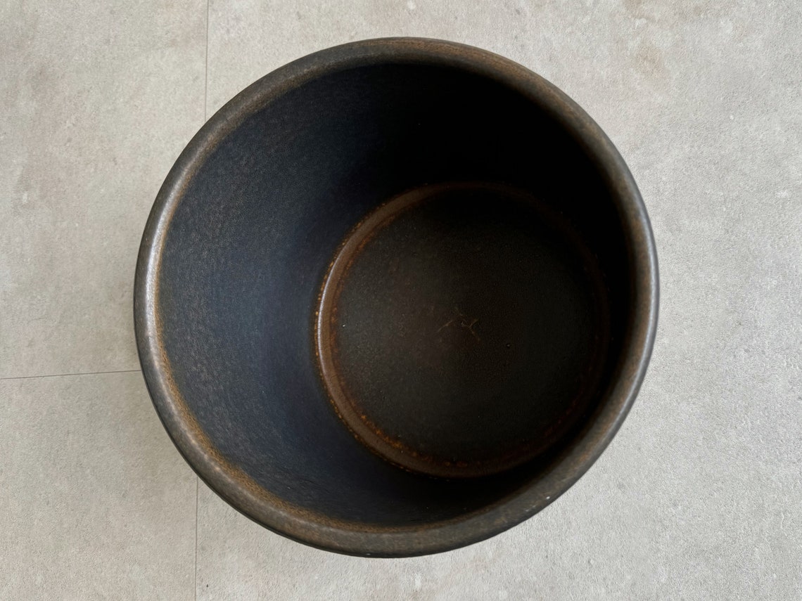 Large Vintage Brown Ceramic Flower Pot / Planter Etsy Canada