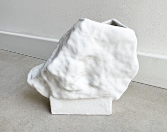 Vintage white ceramic rock vas by ES Keramik