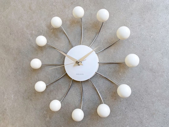 Reloj de pared atomico blanco Karlsson Spider Sputnik Era espacial Etsy Espana