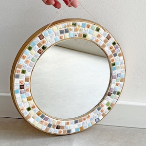 SOLD - Vintage round mirror with a mosaic border - W. Germany