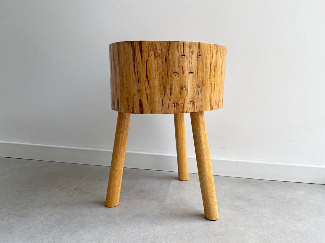 Unique Mid Century tree trunk side table, photo 4 of 5