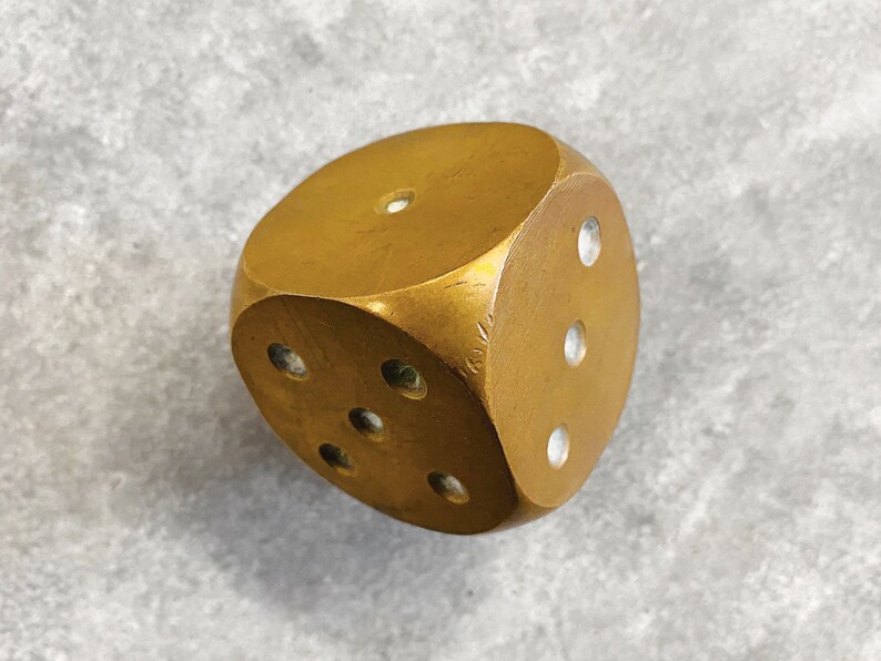 Mid Century Brass Dice Paper Weight Vintage Sculpture Etsy