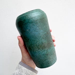 Vintage green - blue ceramic studio pottery vase