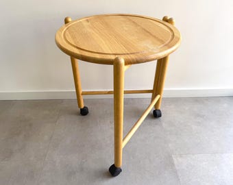 Scandinavian round side table / tea table / serving trolley