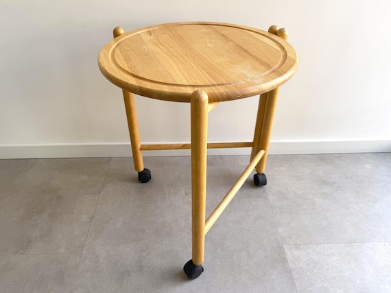 Scandinavian round side table / tea table / serving trolley