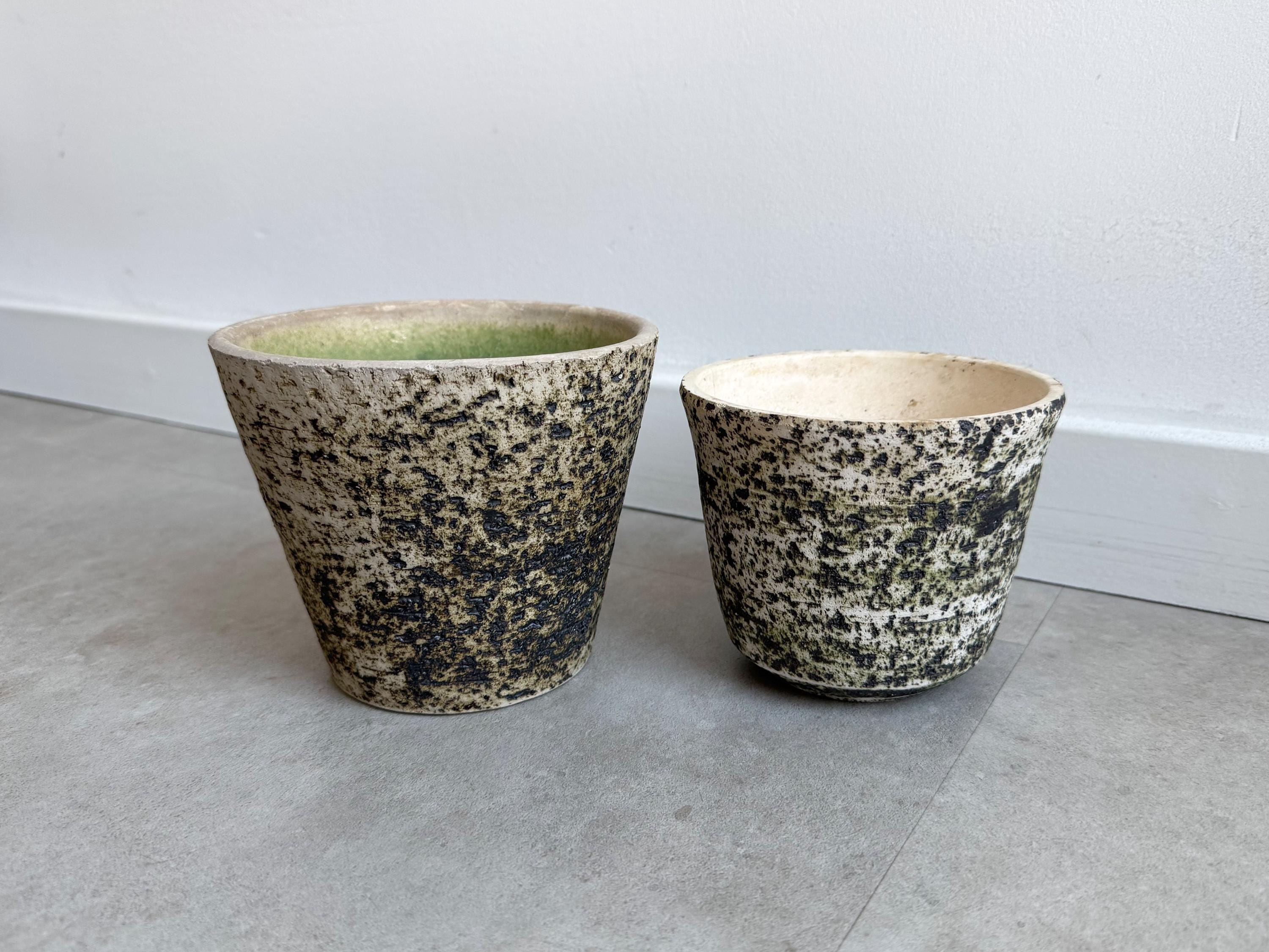ヴィンテージ「白樺樹皮」セラミックプランター 2 個セット - Etsy 日本