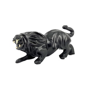 Vintage Carved Wooden Lion Figurine, Statue, Mid Century Home decor
