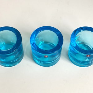 Set of 3 Light Blue Kivi Iittala Marimekko Kivi Tealight Holders, Scandinavian Design, Finland, Glass Candle Holder, Votive image 3