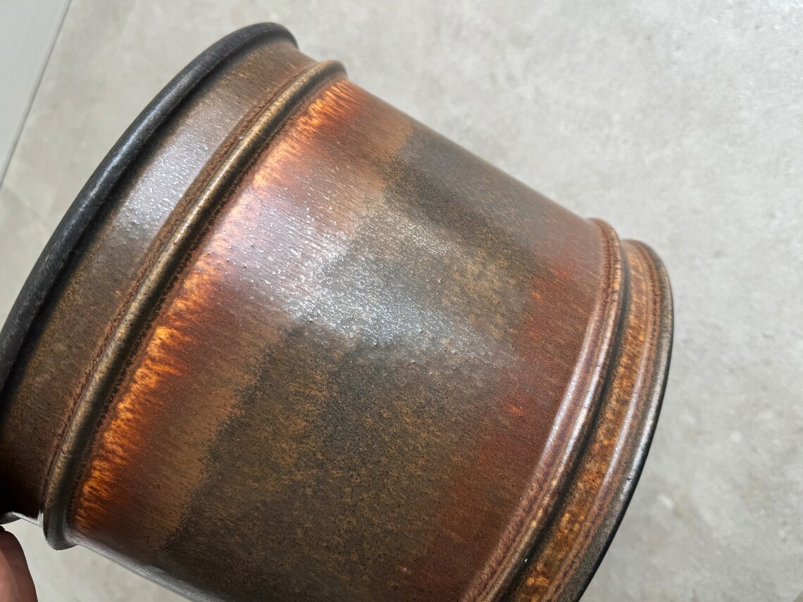 Large Vintage Brown Ceramic Flower Pot / Planter Etsy Canada