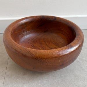Large Mid Century organic solid teak bowl