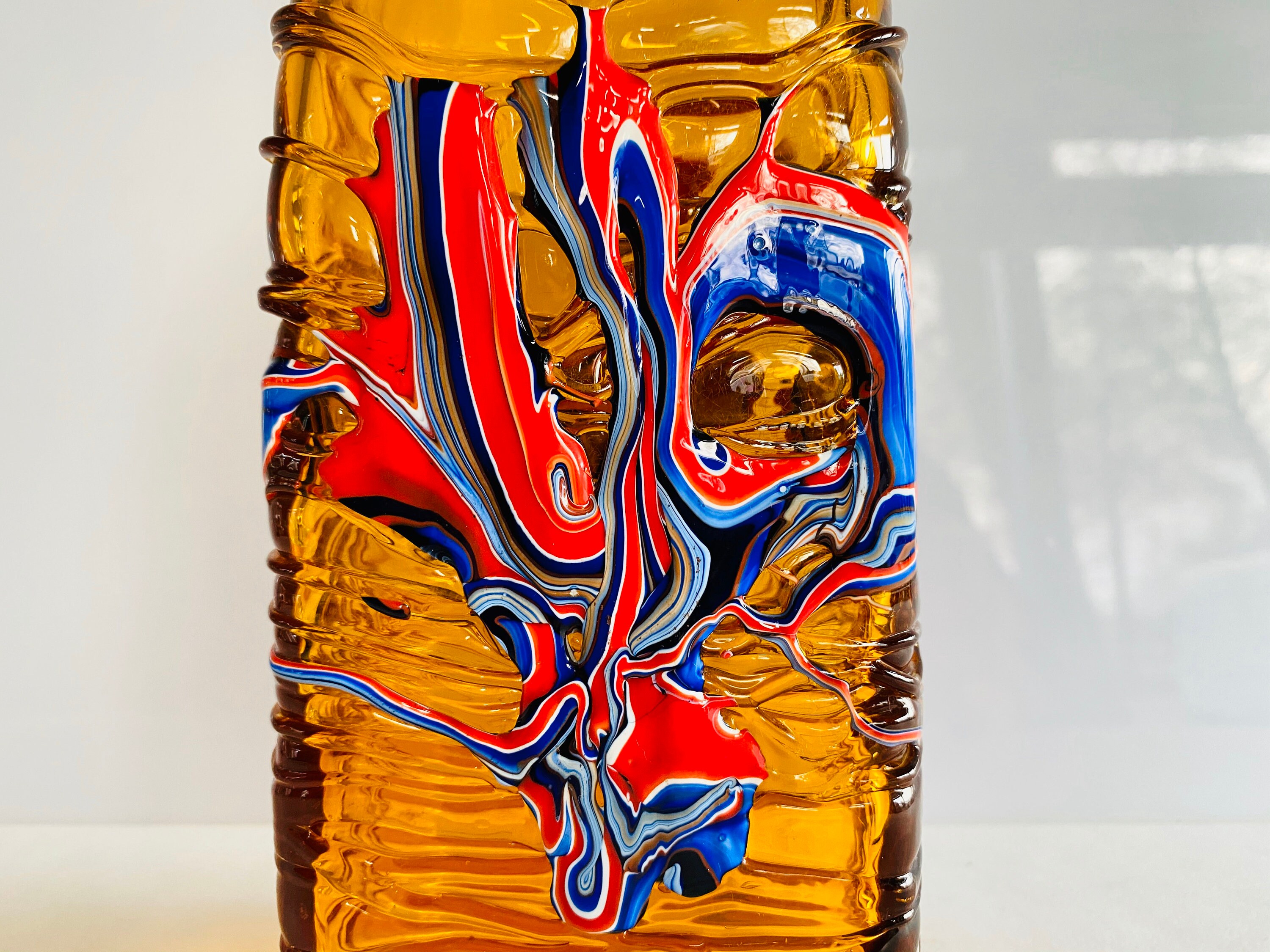 Vintage Orange Glass Decanter / Bottle With Stopper Textured Etsy