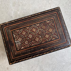 Vintage hand carved wooden box