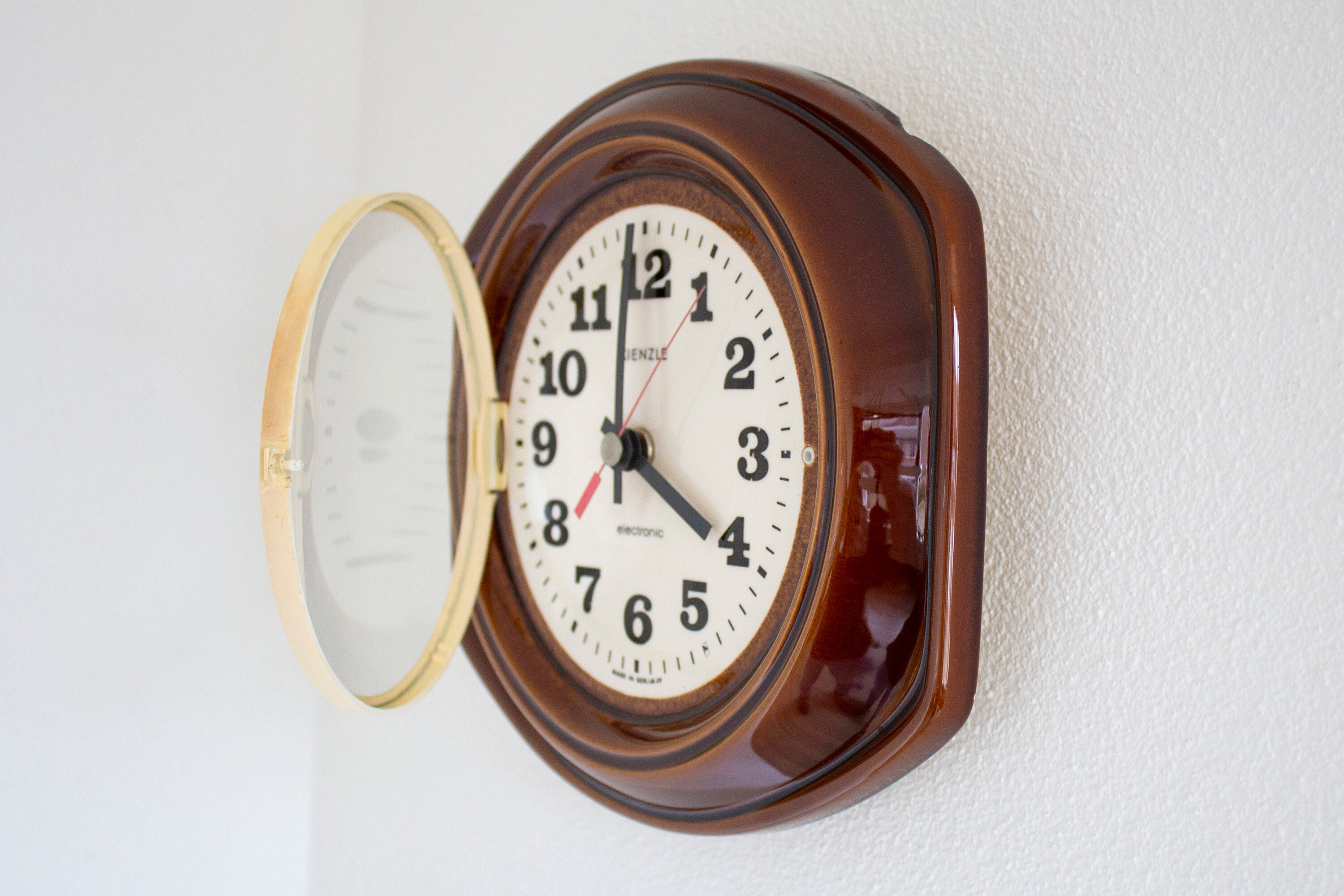 Vintage Brown Ceramic Kienzle Wall Clock Mid Century Kitchen Etsy